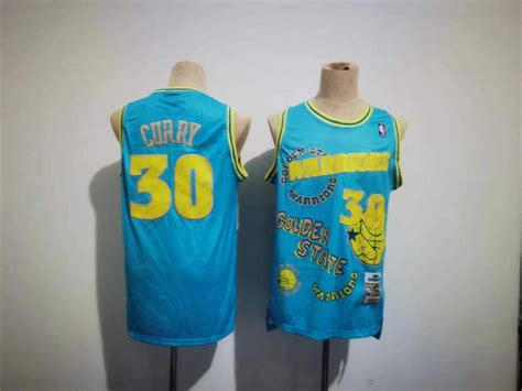 Men's 2023 Warriors #30 Stephen Curry Basketball Jersey Blue Sketching ...