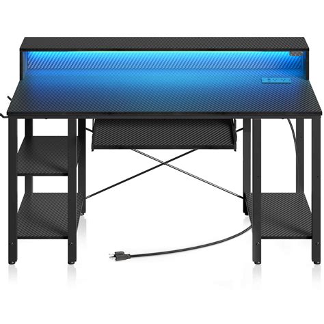 Buy Rolanstar Computer Desk with LED Lights & Power Outlets, 47” Gaming ...