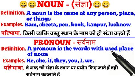 Definition of Noun & Pronoun | Definition of Pronoun | Noun| pronoun ...