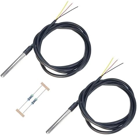 DS18B20 Temperature Sensor with 4.7kΩ Resistor, Waterproof Digital ...