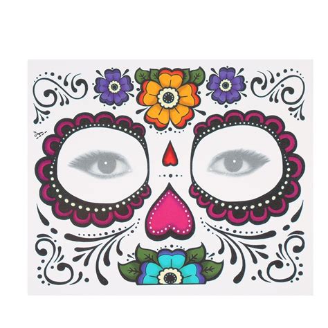 Temporary Sticker Scars Terror Halloween Flowers Pattern Eyes Face ...