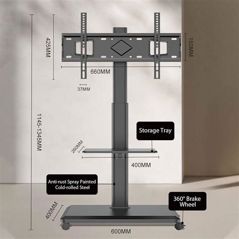TDOO Movable TV Stand & Table, Mobile TV Floor Stand Suitable 26-70 ...