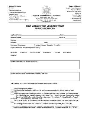 Vendor Permit - Fill and Sign Printable Template Online