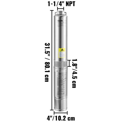 Buy VEVOR Deep Well Submersible Pump, 1HP/750W 115V/60Hz, 37GPM Flow ...