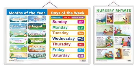 Set of 2 MONTHS OF THE YEAR AND DAYS OF THE WEEK and NURSERY RHYMES ...