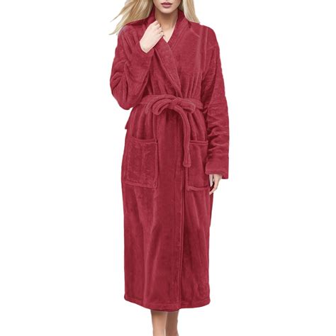 OAUP Womens Robe Long Cotton Cloth Plus Size Flannel Thermal Fuzzy ...