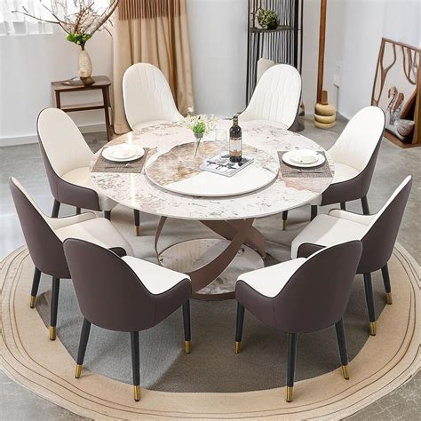 Amazon.com - 9-Pcs Round Dining Table Set with Removable Lazy Susan ...