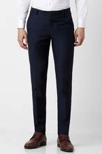 Buy Men Navy Solid Super Slim Fit Trousers Online - 39620699 | Van Heusen