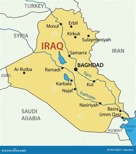 Republic of Iraq - Vector Map Stock Vector - Illustration of tigris, vector: 95373022