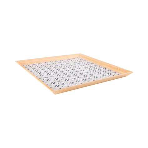 A Tiny Mistake White and Blue Floral Finish Big Square Wooden Serving