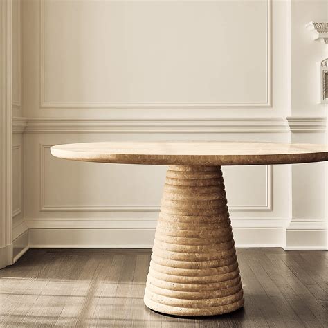 Taza 54" Round Travertine Dining Table + Reviews | CB2 Canada