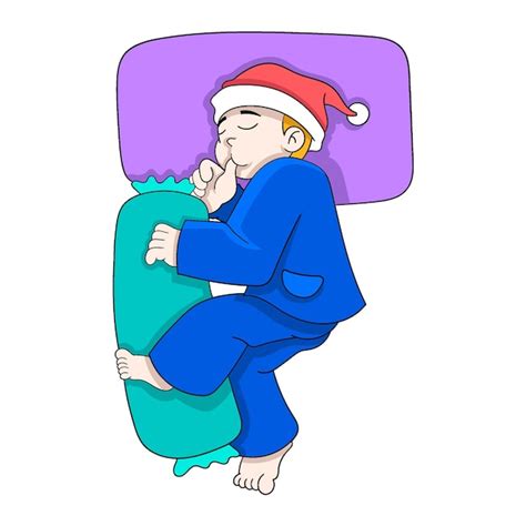Teenage boys wearing hats and pajamas are fast asleep | Premium Vector