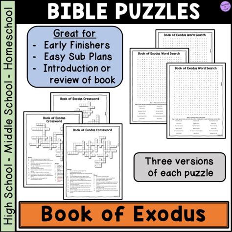 Bible Book of Exodus Crossword & Word Search Puzzle Activities | Made ...