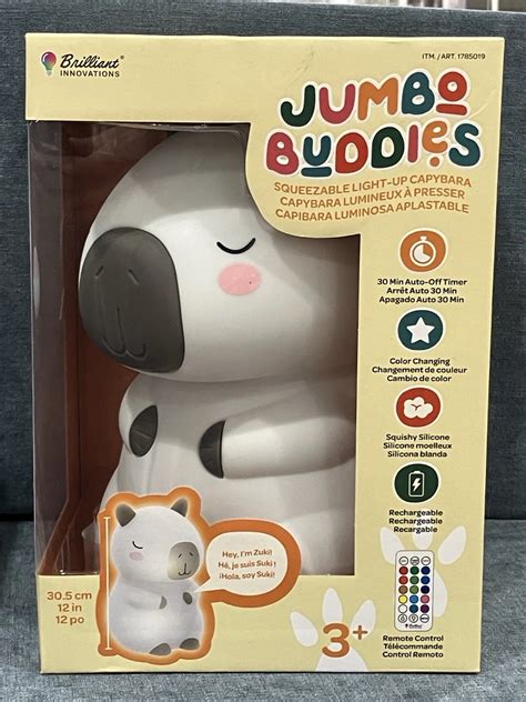 Jumbo Buddies Light Up Capybara Zuki Color Changing Squishy Lamp w ...
