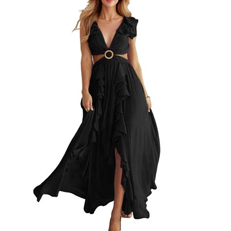 Black Dress Shirt Women, Boho Sexy Slim Backless Cutout Beach Vacation ...