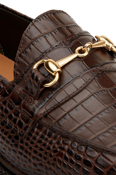 The Mason Horse Bit Loafer, Walnut Croc, Lug Sole - Blackstock & Weber