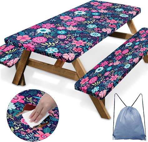 Amazon.com : Fitted Picnic Table Cover with Bench Covers Vinyl ...