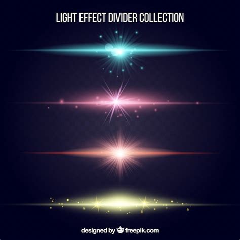 Dividers collection with light effect | Free Vector