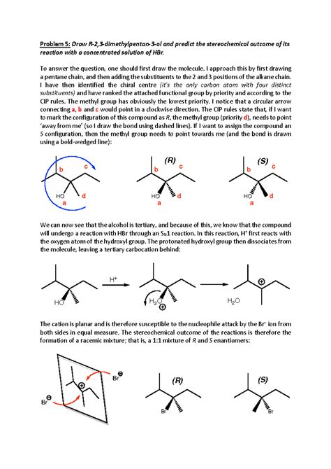 Workshop F solutions 5 6 7 10 - Problem 5: Draw R-2,3-dimethylpentan-3 ...