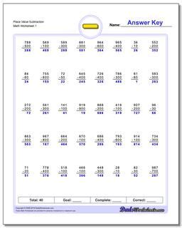 Simple Subtraction Algorithm Worksheet 的图像结果