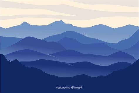 Mountains landscape blue gradient | Free Vector