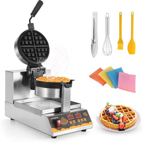 Amazon.com: WICHEMI Commercial Waffle Maker, Intelligent Round Waffle ...