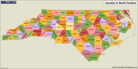 North Carolina County Map - List of counties in North Carolina ...