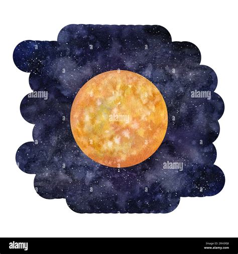 Venus planet solar system. Cosmos space clipart . Hand draw watercolor ...