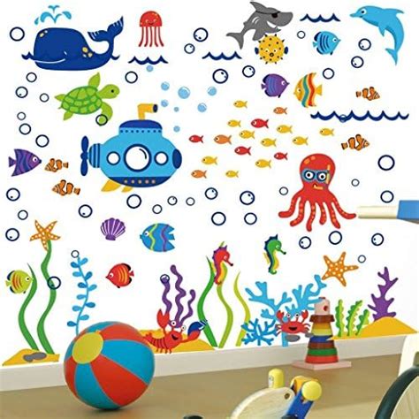 Decor Villa™ PVC Vinyl Sea Animal 3D Wall Sticker JUST Peel & Stick New ...