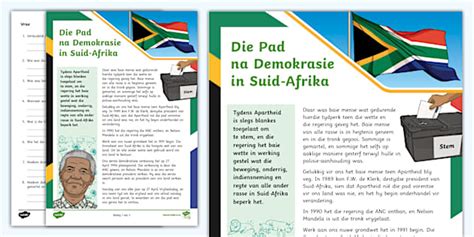 Die Pad na Demokrasie in Suid-Afrika Werkkaart - Twinkl