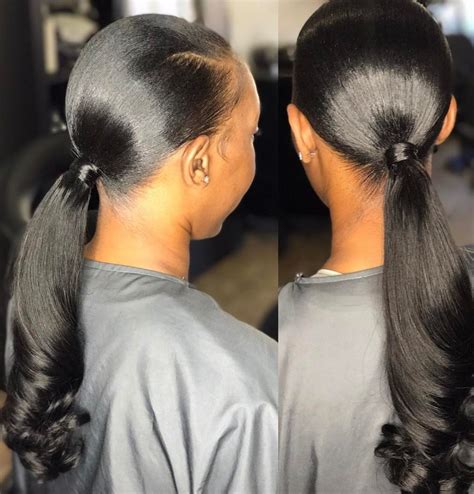 Sleek ponytail invisible ponytail sewin ponytail weave sleek side part ...