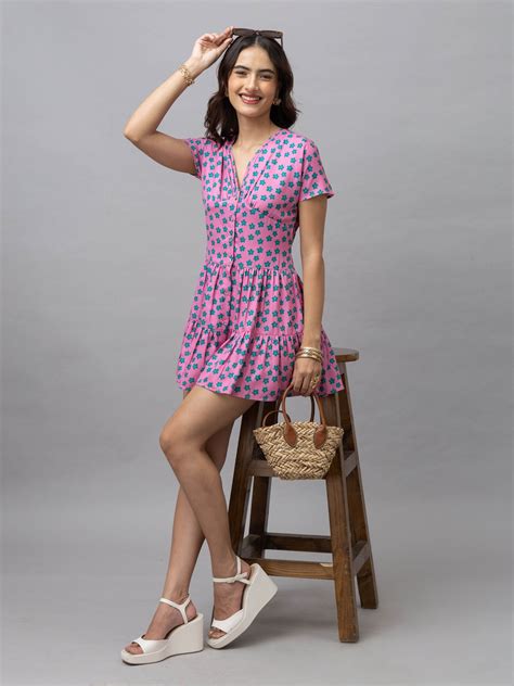 Lara Pink Floral Mini Dress – Hauteque