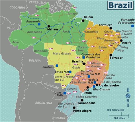 Administrative map of Brazil. Brazil administrative map | Vidiani.com | Maps of all countries in ...