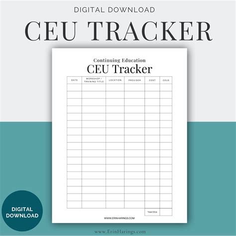 CEU Tracker Digitally Fillable Printable Continuing - Etsy Canada