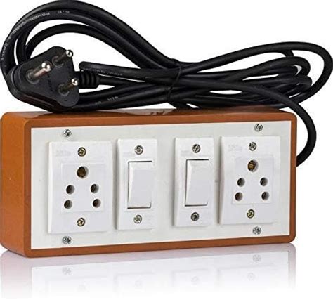 3 Pin 220V Plug Brown PVC 5 Amp Extension Board Multi Outlet Electrical ...