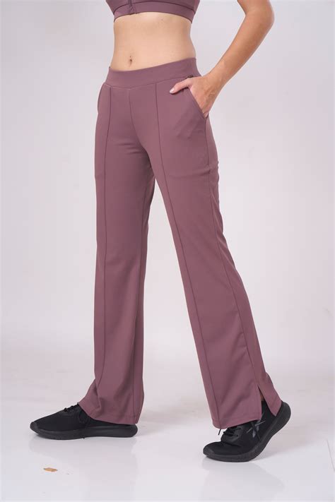 WOMEN'S MID-RISE BELL BOTTOM PANTS WITH SIDE SLIT – Laasa Sports