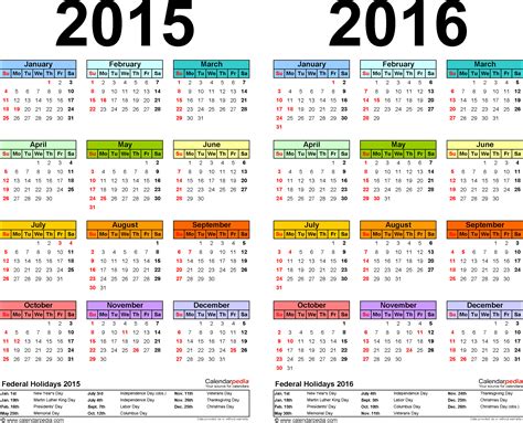 2015-2016 Two Year Calendar - free printable Excel templates