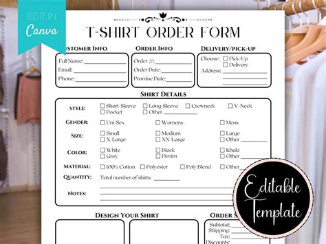 Apparel Order Meaning T Shirt And Clothing Order Form Book: Tshirt And