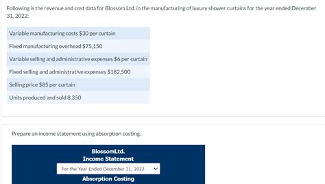 Image result for Income Statement Using Absorption Costing