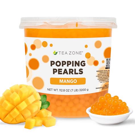 Tea Zone Mango Popping Pearls for Bursting Drinks, Sweet Snacks, Boba ...