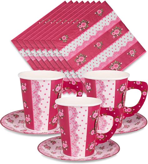 Buy Royal Magnolia Rose Tea Party Decorations - 24 Paper Tea Cups ...