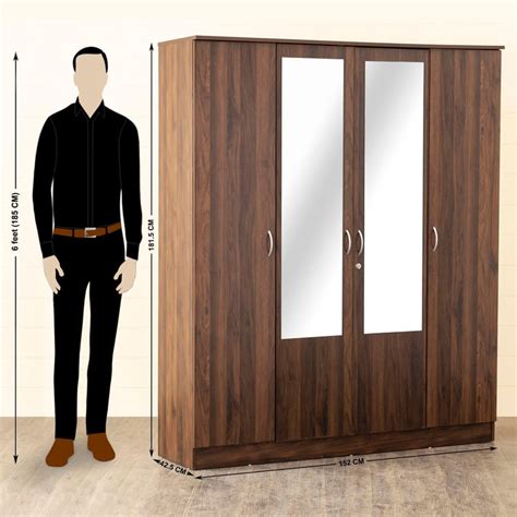 Buy Helios Lewis 4-Door Wardrobe with Mirror - Brown from Helios by ...