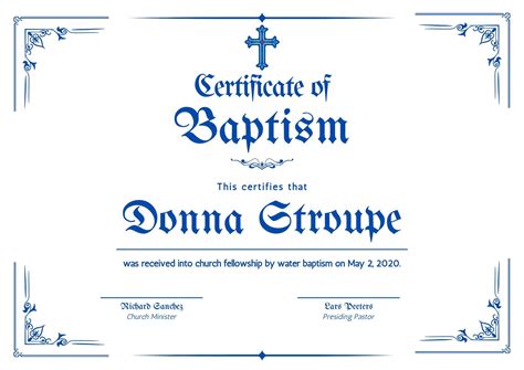 Certificate Of Baptism Design Samples Certificate Of Baptism: