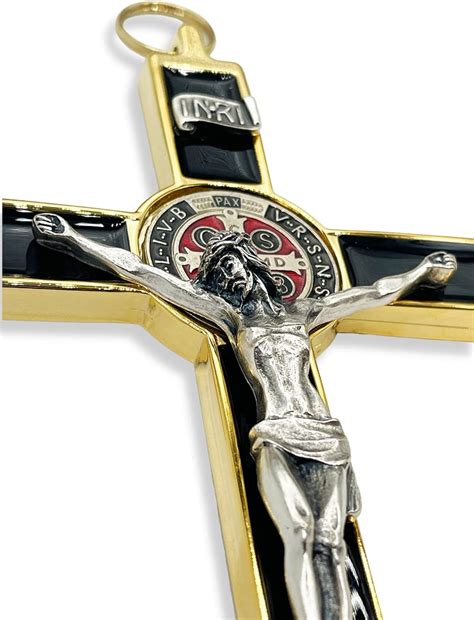 Buy 8 Inch St Benedict Crucifix Black Crucifix Wall Cross with Plated ...