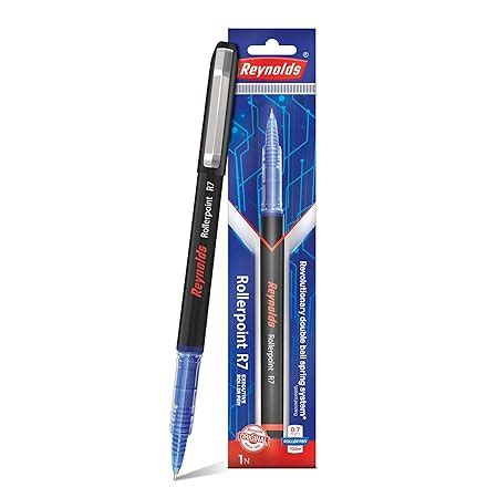 REYNOLDS ROLLER POINT Pen R7 Pack of 2 – 1 Blue + 1 Black (Pouch ...