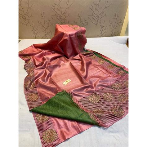 Silkmark Certified Pure Tussar Hand Cutwork Congo Pink Colour Saree ...