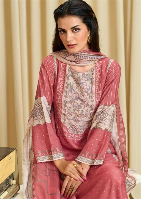 Sadhana Ba Dastoor Muslin Silk Digital Print With Work Salwar Kameez