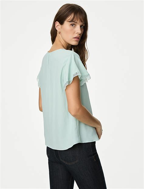 Buy V-Neck Frill Detail Top at Marks & Spencer