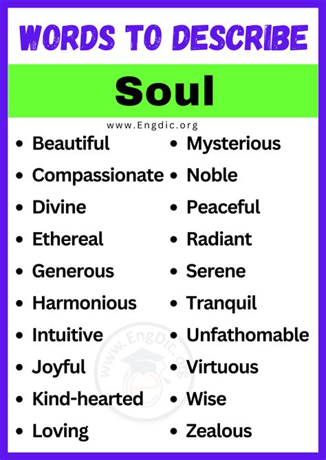 20+ Best Words to Describe Soul, Adjectives for Soul - EngDic