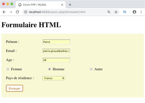 Image result for Formulaire En HTML